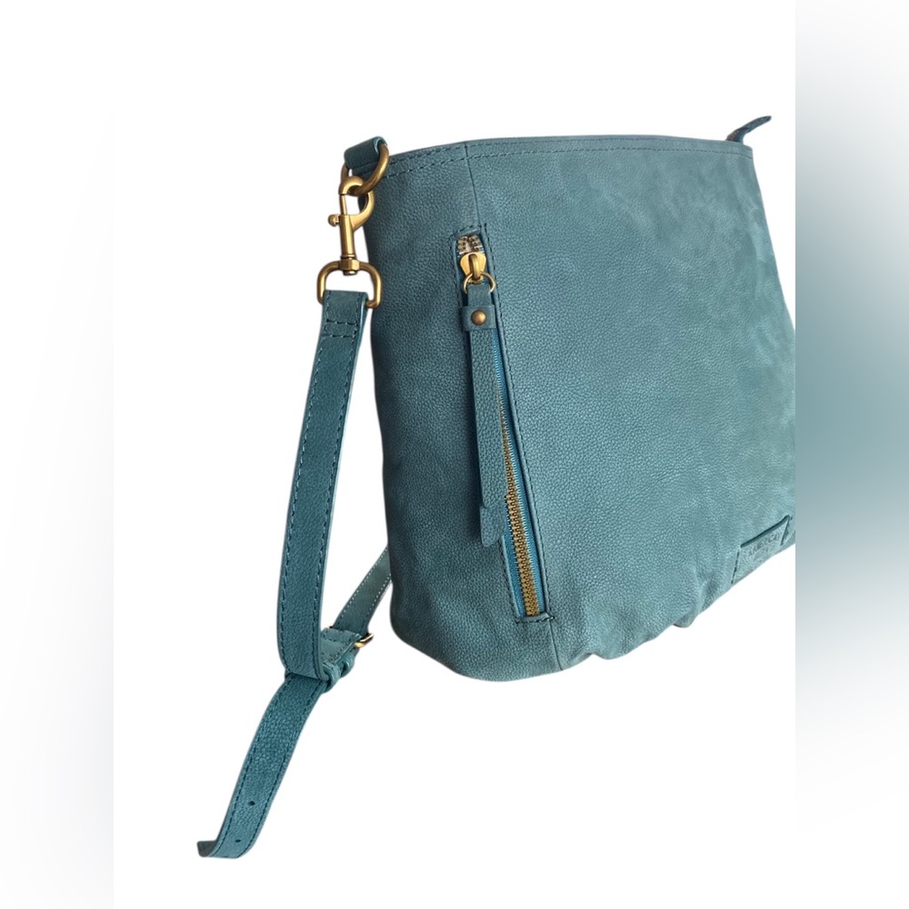 American Leather Co. Nubuck Leather Ella Crossbody Dark Teal - Picture 15 of 15